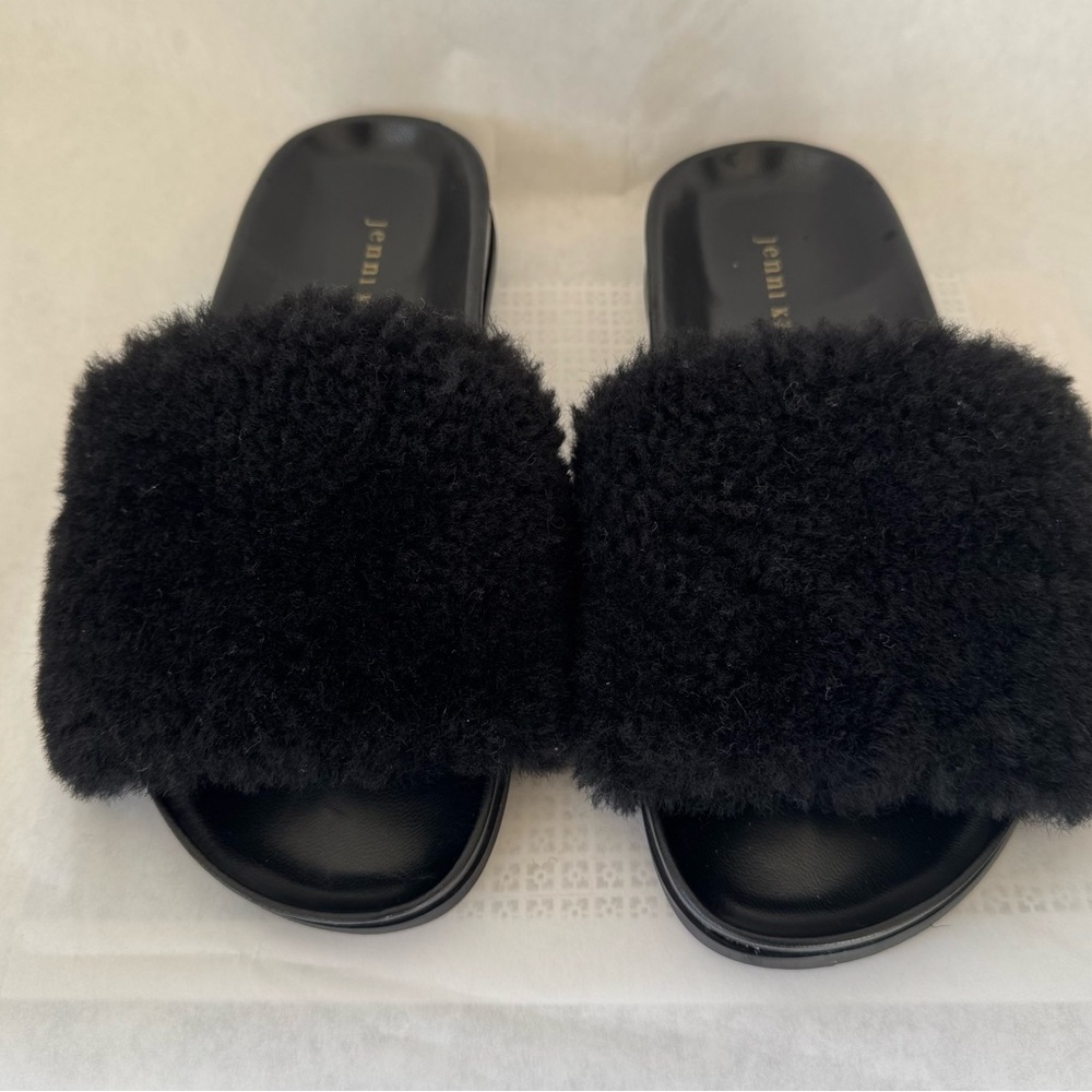 JENNI KAYNE Shearling Faux Fur Trim Slides